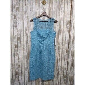 Maggy London Turquoise Lace Overlay Sleeveless Shift Dress Size 8 NWT